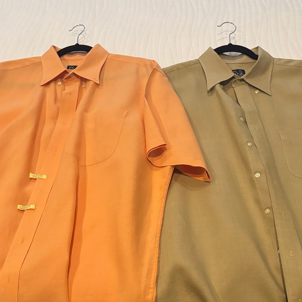 Jos. A. Bank Short-Sleeve Button-Down Shirts in Orange and Tan